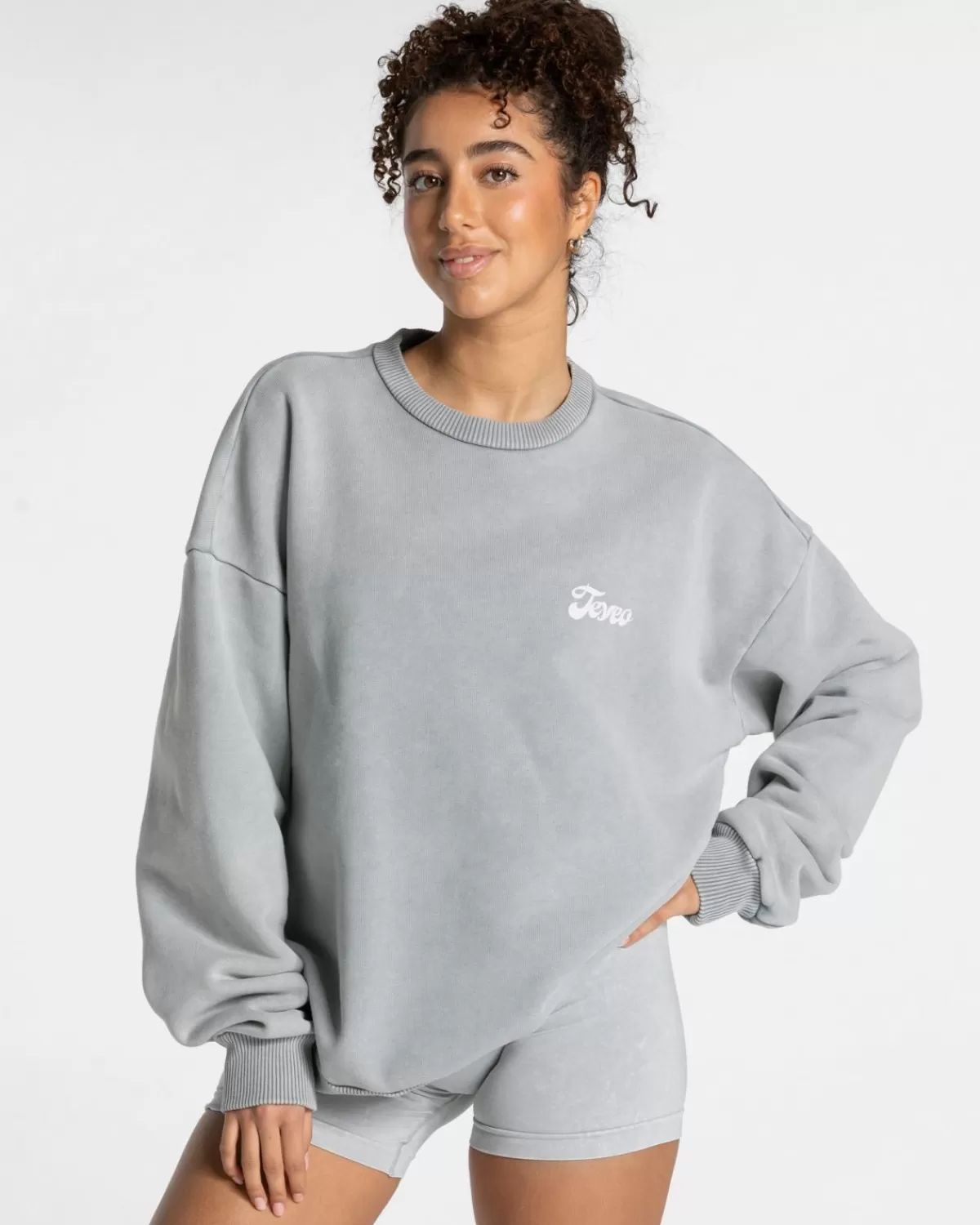 TEVEO Acid Oversized Sweater "Hellgrau" Shop