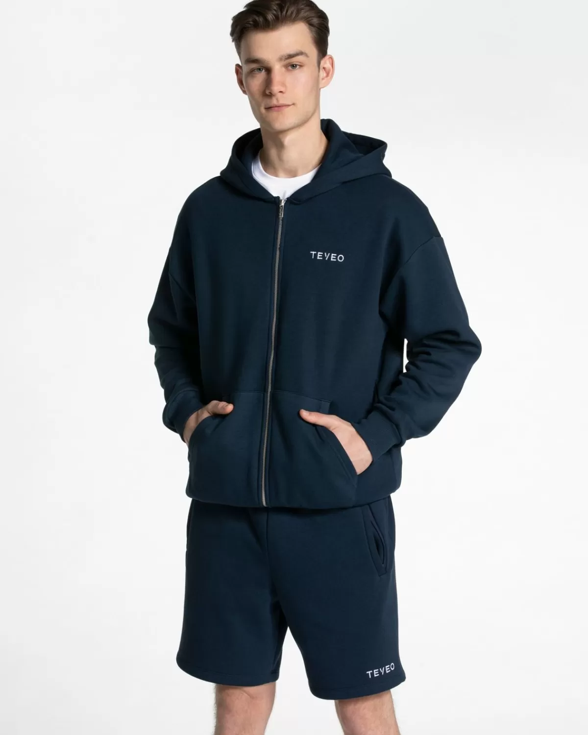 TEVEO Arrival Oversized Zip Hoodie "Dunkelblau" Cheap