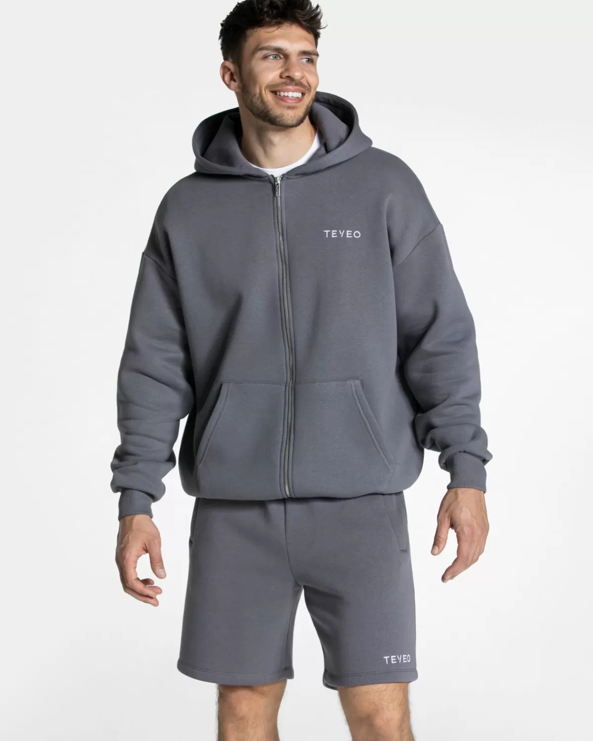 TEVEO Arrival Oversized Zip Hoodie "Graphit" Flash Sale