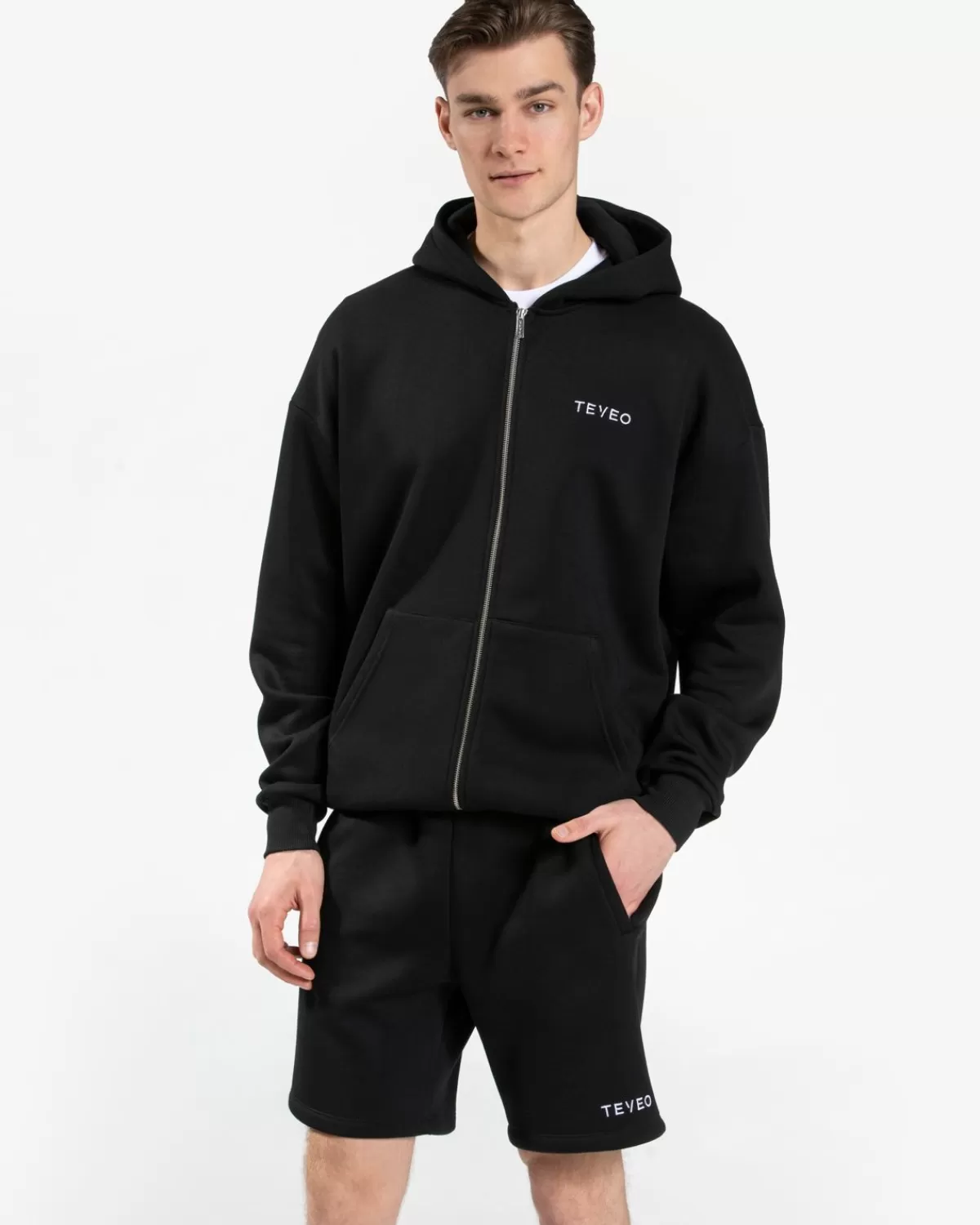 TEVEO Arrival Oversized Zip Hoodie "Schwarz" Cheap