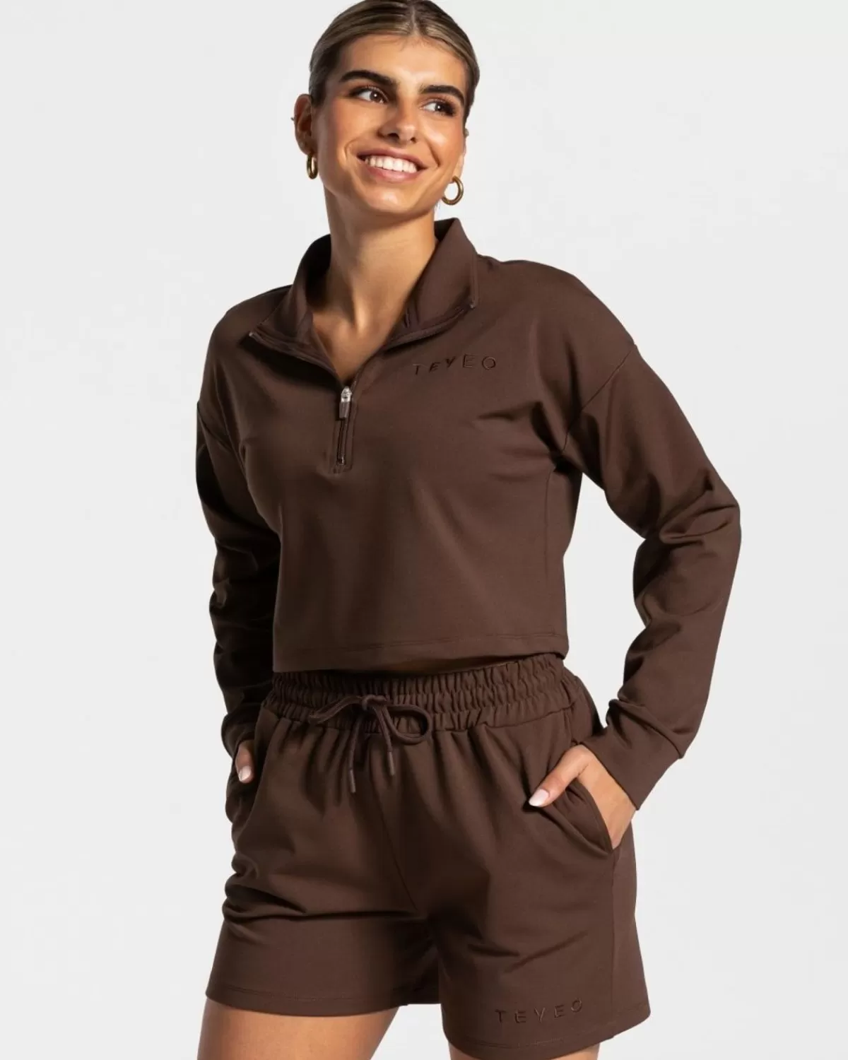 TEVEO Charming Zip Sweater "Braun" Sale