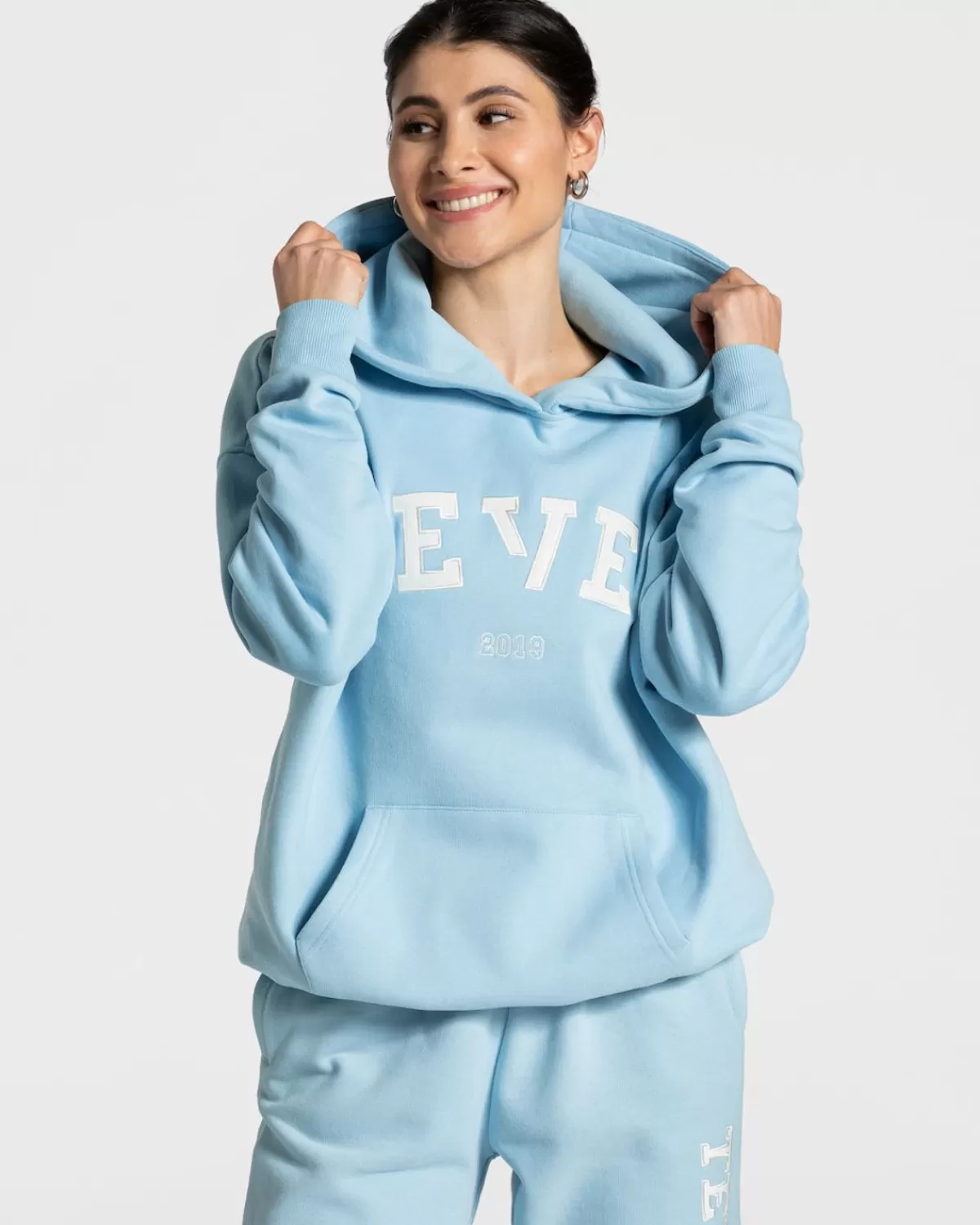 TEVEO College Oversized Hoodie "Babyblau" Sale