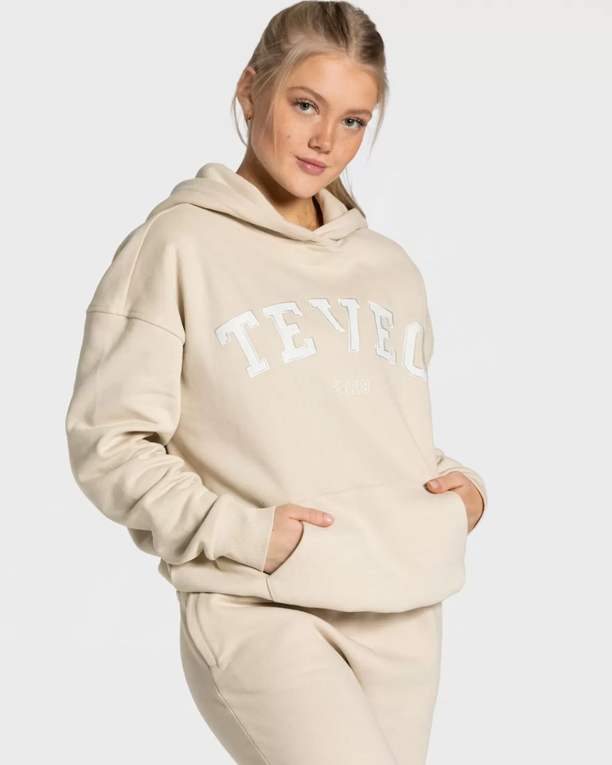 TEVEO College Oversized Hoodie "Beige" Outlet