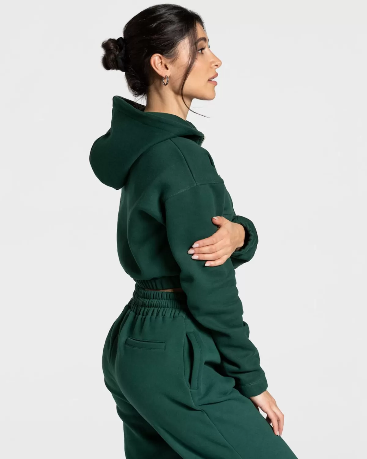 TEVEO College Zip Hoodie "Dunkelgrun" New