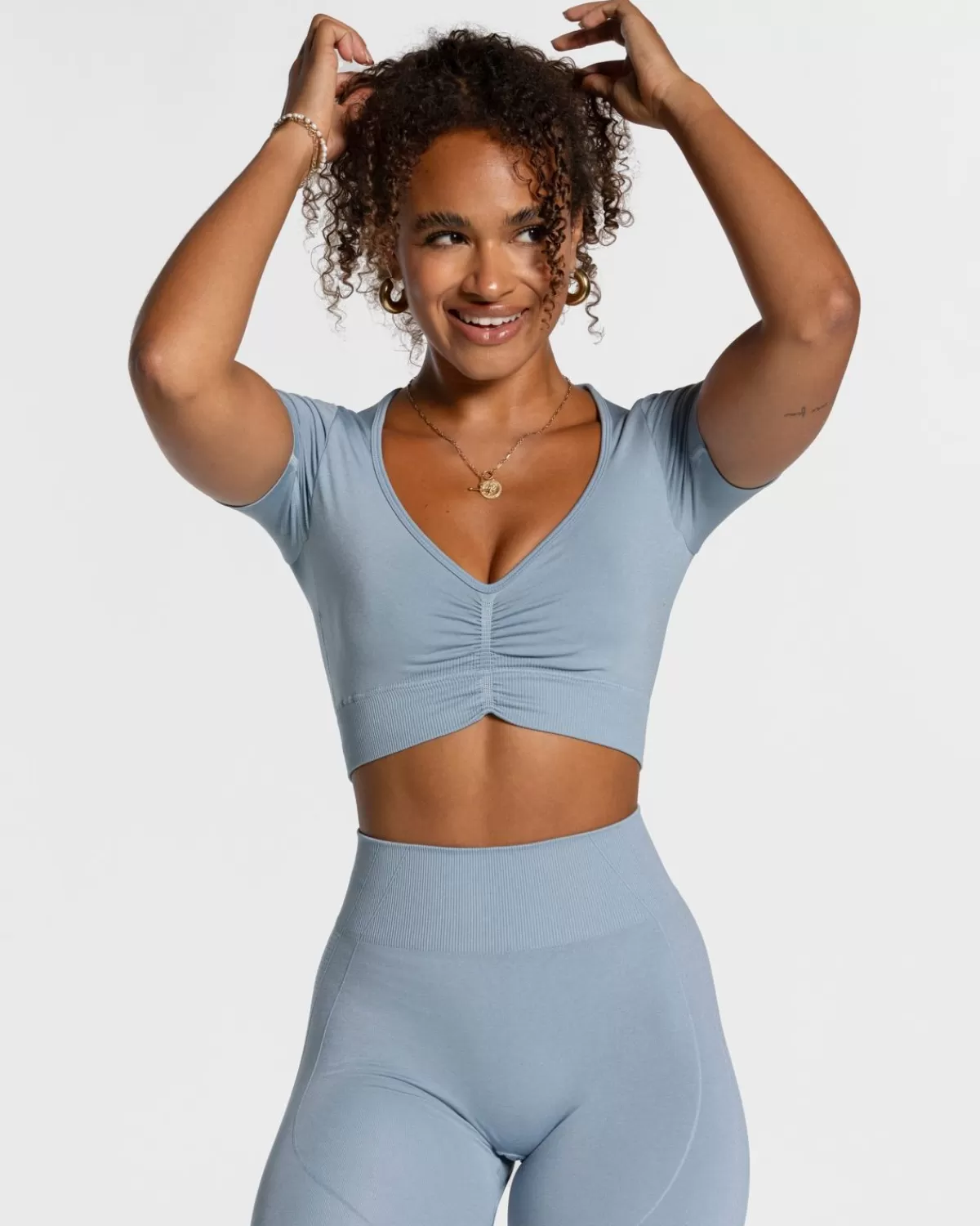 TEVEO Focus Crop Top "Stahlblau" Discount