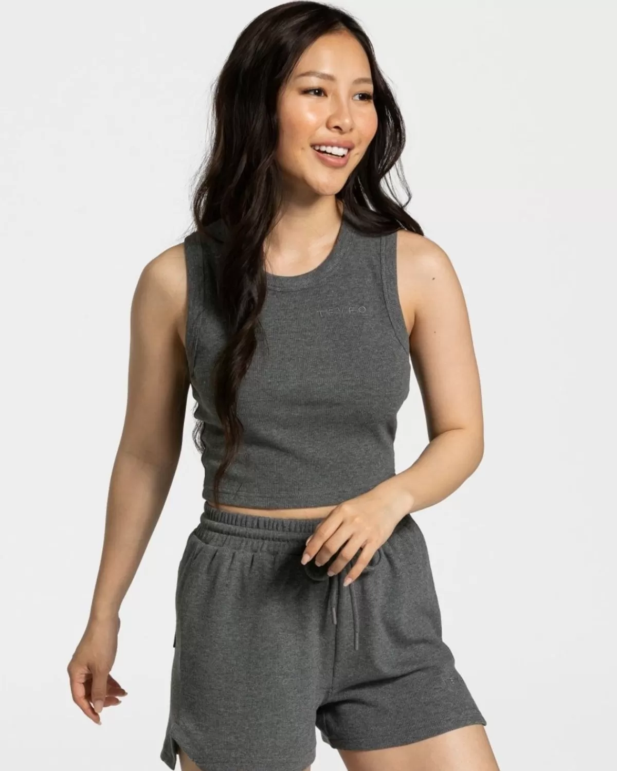 TEVEO Lounge Crop Top "Dunkelgrau" New