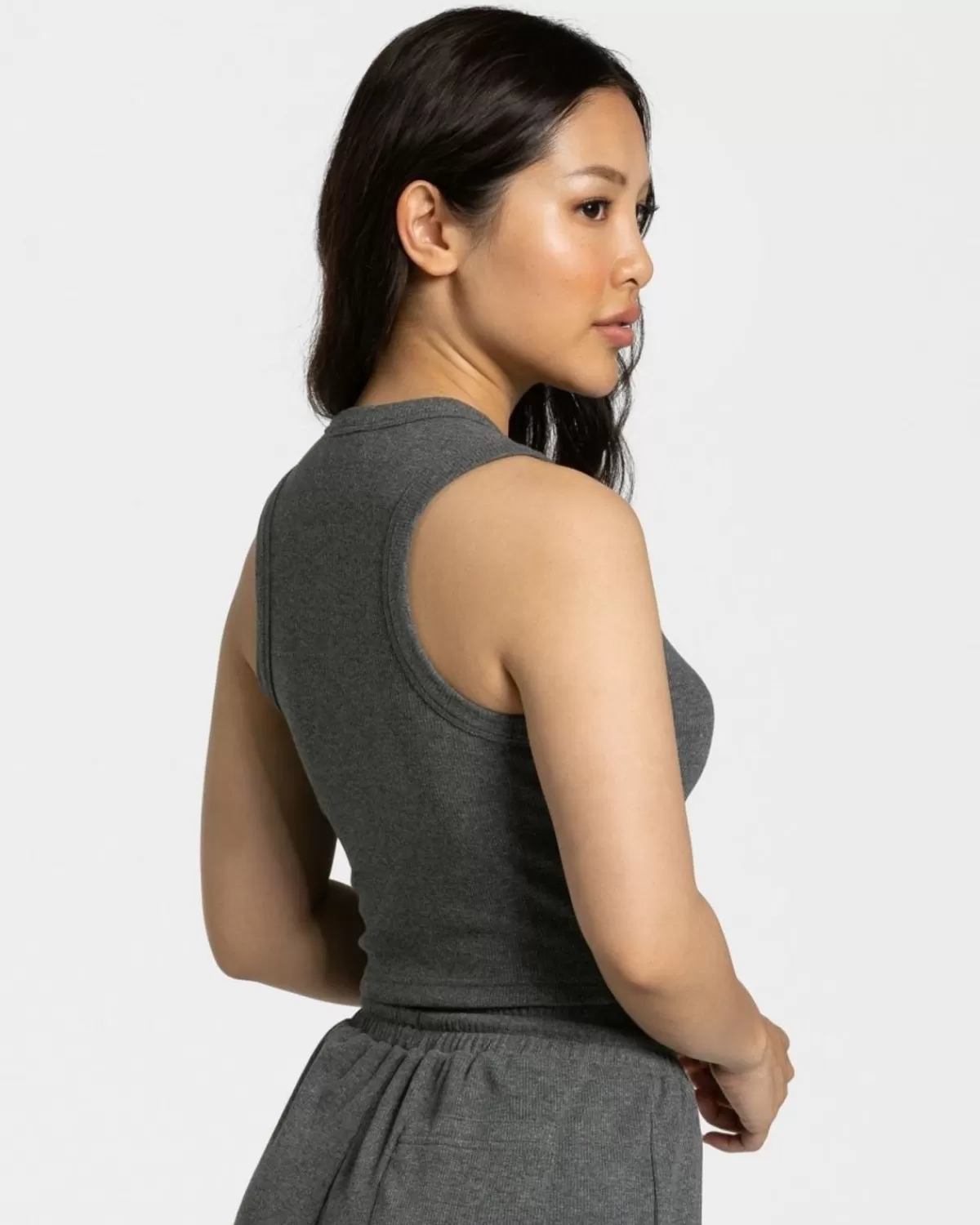 TEVEO Lounge Crop Top "Dunkelgrau" New
