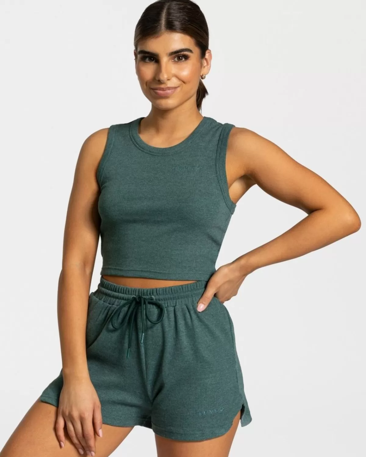 TEVEO Lounge Crop Top "Dunkelgrun" Cheap