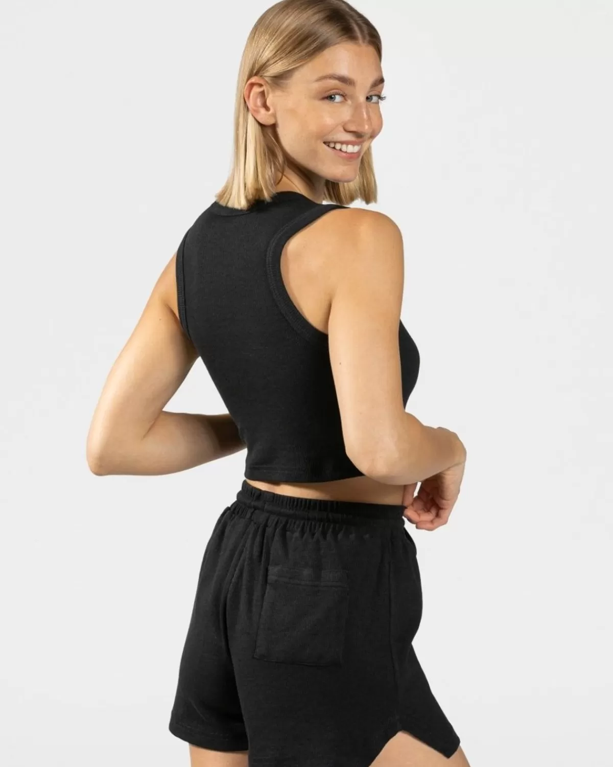 TEVEO Lounge Crop Top "Schwarz" Flash Sale