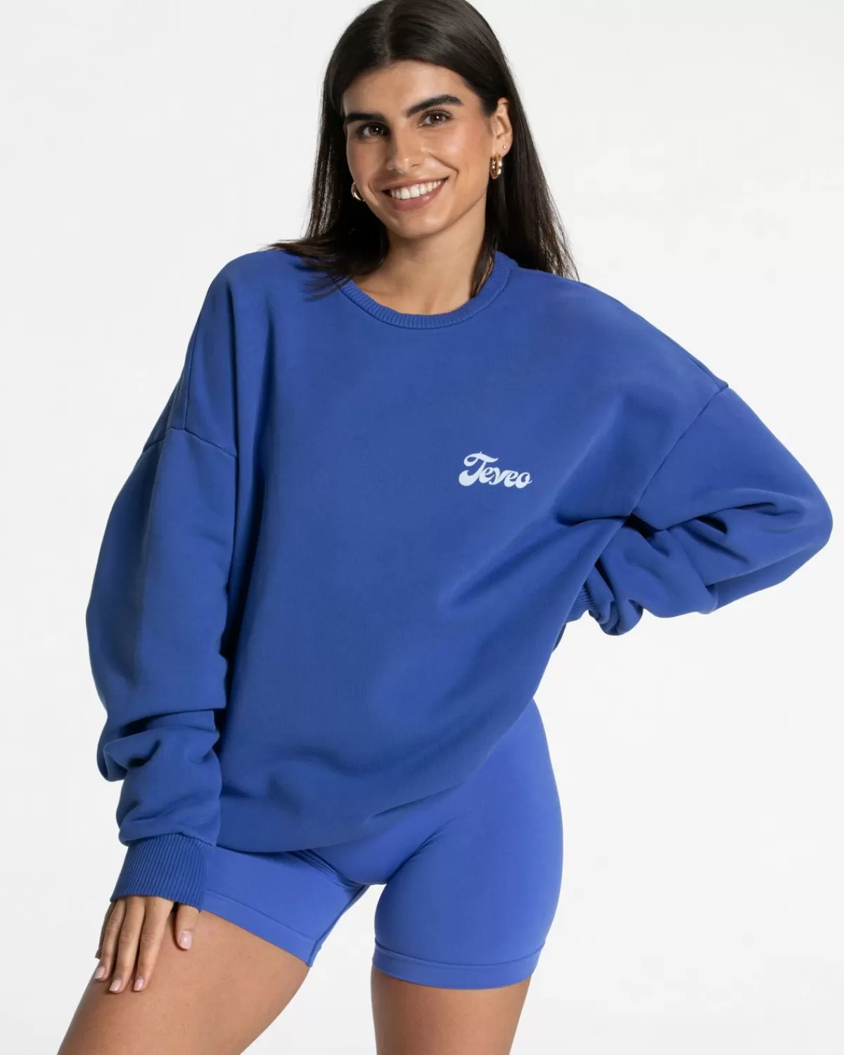 TEVEO Pure Oversized Sweater "Royalblau" Clearance