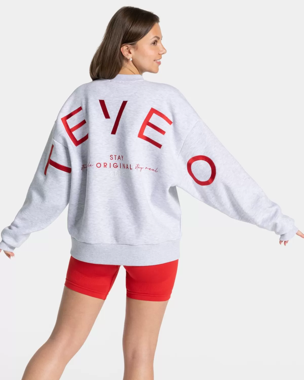 TEVEO Signature Oversized Sweater "Hellgrau" Clearance