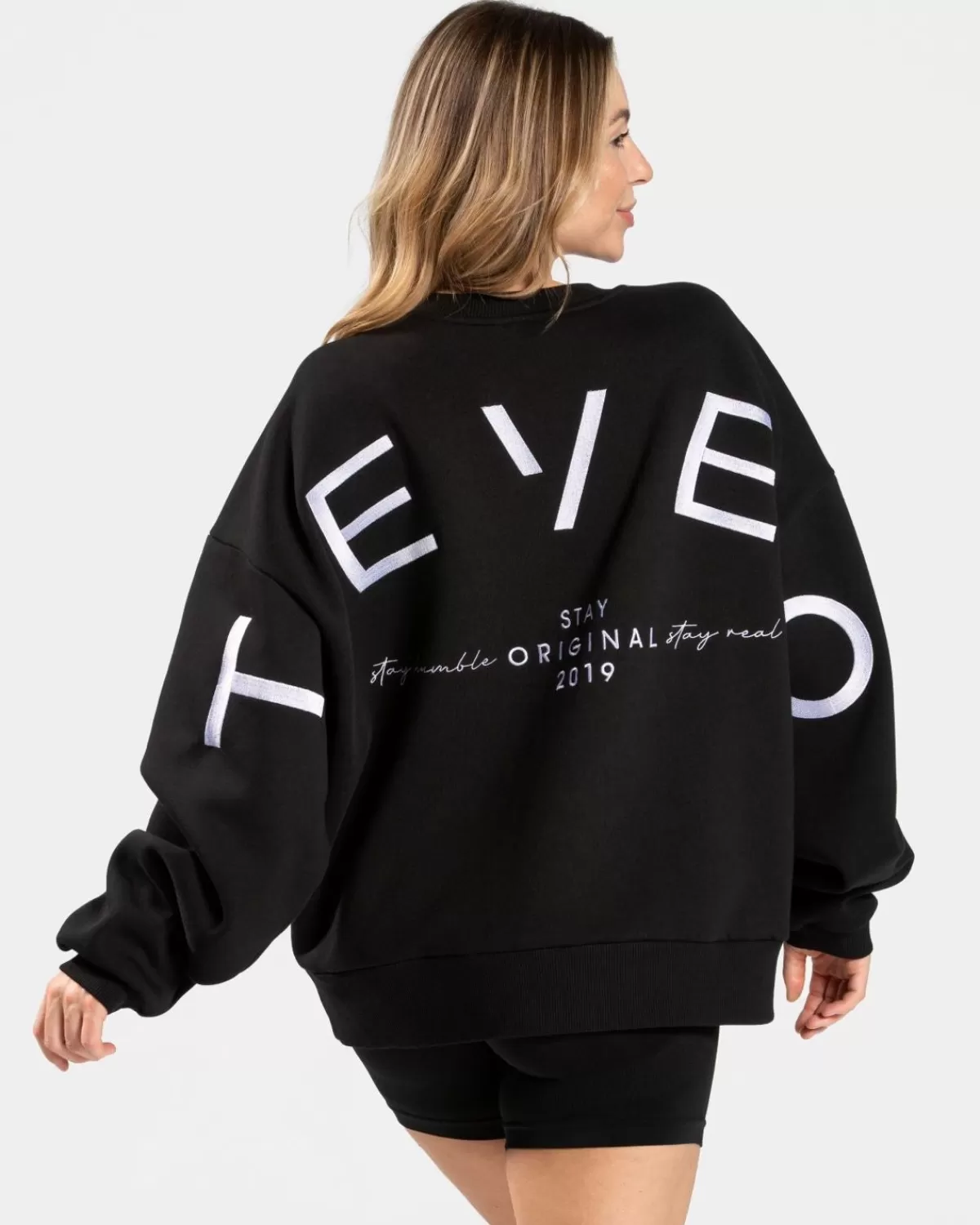 TEVEO Signature Oversized Sweater "Schwarz" Cheap
