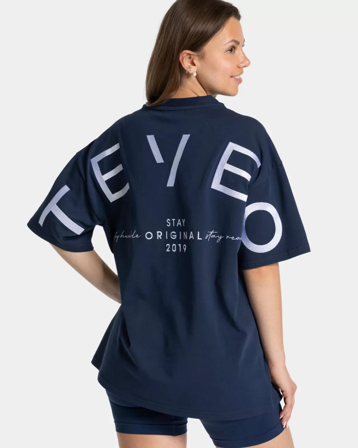 TEVEO Signature Oversized T-Shirt "Dunkelblau" Sale