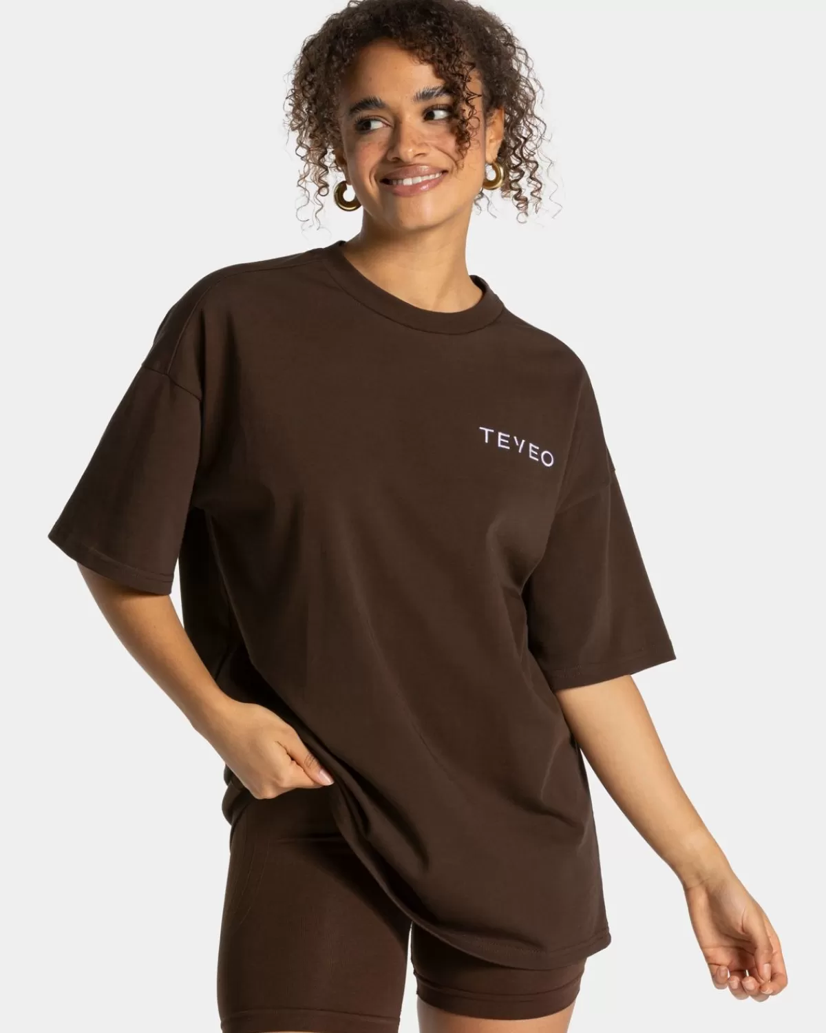 TEVEO Signature Oversized T-Shirt "Dunkelbraun" Outlet